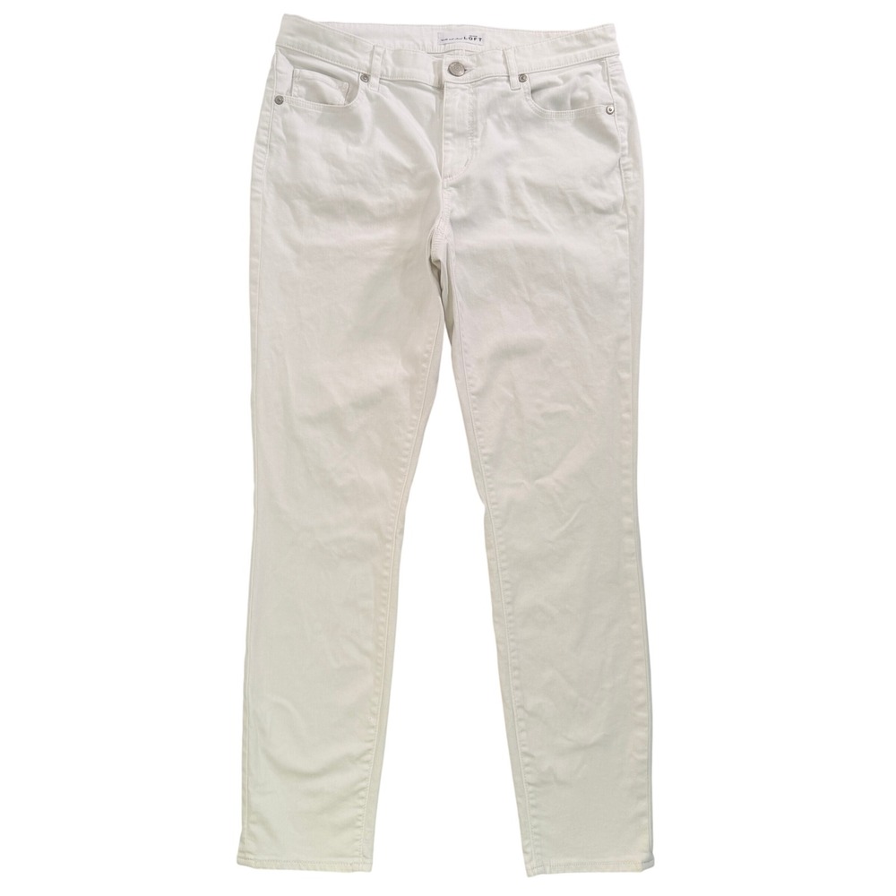 Ann Taylor Loft Modern Skinny Jeans White Denim Pants Size 29 8